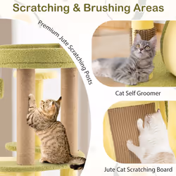 Avocado Cat Tree Multi-level Cat Tower With Private Condo-Green