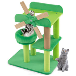 Windmill Cat Tree 4-Layer Cat Tower With Scratching Post-Green