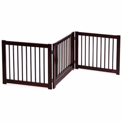Freestanding Wooden Dog Gate Indoor 3 Panels Step Over Fence