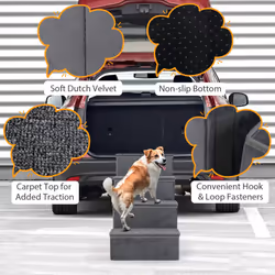 4-Step Dog Stairs Non-slip Foldable Dog Ramp With Adjustable Steps-Grey