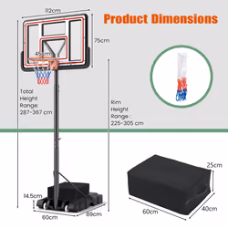 Portable Basketball Hoop 7.4-10 FT Adjustable Basketball Goal System