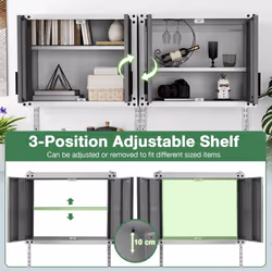 Metal Wall Cabinet Garage Storage Cabinet With 3 Adjustable Shelves-Grey