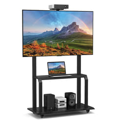 Mobile TV Stand Rolling TV Cart Adjustable Media Console Cart