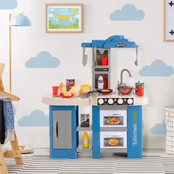 Kids Kitchen Playset Pretend Kitchen Toy Set With Accessories-Blue