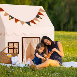 Kids Play Tent Toddler Playhouse Tent With Padded Non-slip Mat-Beige