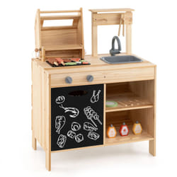 Wooden Barbecue Grill Toy Set Kids BBQ Grill Playset With Play Food