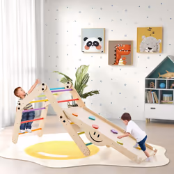 Toddlers Montessori Climbing Set Reversible Wooden Climber Toys