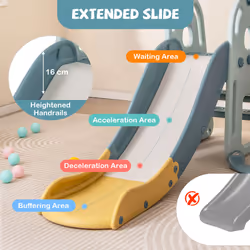 Toddler Slide and Swing Set 4-in-1 Indoor Playground With Extra-long Slide