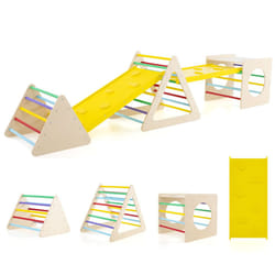 Set of 5 Toddler Triangle Climber 6-in-1 Toddler Wooden Toys-Colorful