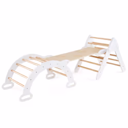 3-In-1 Kids Climbing Triangle Set Wooden Triangle Climber Set-White