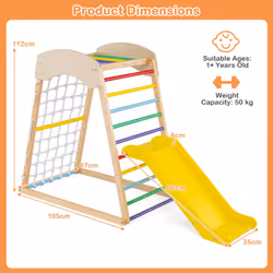 4-in-1 Jungle Gym Wooden Indoor Toddler Playground With Slide-Multicolour