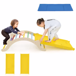 3-In-1 Wooden Climber Toddler Climber Arch Indoor With Ramp-Multicolour