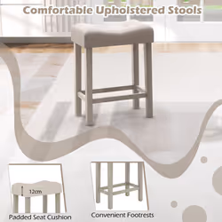 4-Piece Bar Table Set Counter Height Bistro Table With Power Outlet-Grey