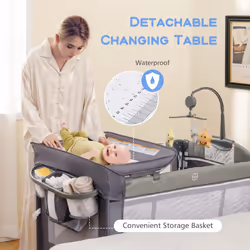 Nursery Travel Cot Folding Baby Playpen Play Yard With Changing Table