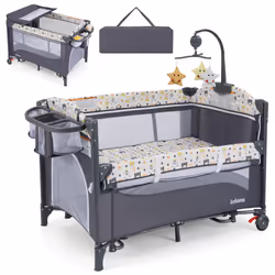 Nursery Travel Cot Folding Baby Playpen Play Yard With Changing Table