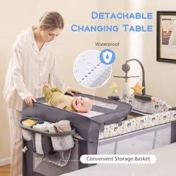 Nursery Travel Cot Folding Baby Playpen Play Yard With Changing Table