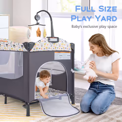 Nursery Travel Cot Folding Baby Playpen Play Yard With Changing Table