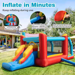 Inflatable Bounce House 5-in-1 Ice Cream Jumping Castle (Without Blower)