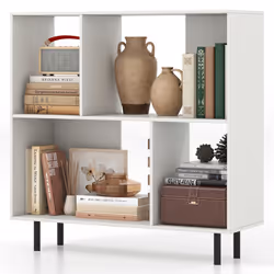 Open Shelf Bookcase Cube Bookshelf 4 Compartments Display Rack White