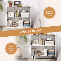 Open Shelf Bookcase Cube Bookshelf 4 Compartments Display Rack White
