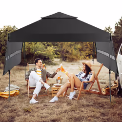 10 x 17.6 FTÂ  Outdoor Instant Pop-up Canopy Tent W/ Dual Half Awnings-Black