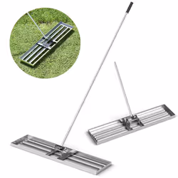 106 cm Lawn Leveling Rake Heavy Duty Level Lawn Tool w/ Handle for Soil-Silver