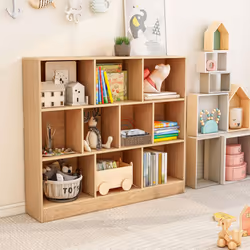 10-Cube Bookshelf 3-Tier Wood Display Shelf 120cm Storage Organizer