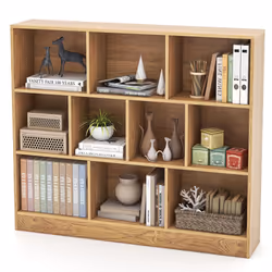 10-Cube Bookshelf 3-Tier Wood Display Shelf 120cm Storage Organizer