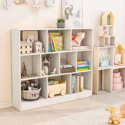 10-Cube Bookshelf 3-Tier Wood Display Shelf 120cm Storage Organizer