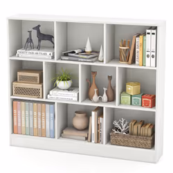 10-Cube Bookshelf 3-Tier Wood Display Shelf 120cm Storage Organizer