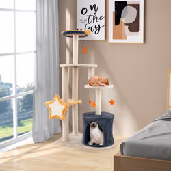 128 cm Tall Cat Tree Multi-Level Cat Tower w/ Condo & Sisl Scratching Posts