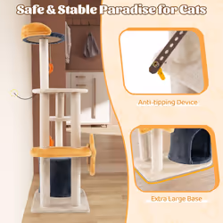 128 cm Tall Cat Tree Multi-Level Cat Tower w/ Condo & Sisl Scratching Posts
