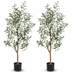 130cm Tall Artificial Olive Tree Set of 2 Fake Potted Trees Home Office Decoration