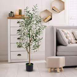 130cm Tall Artificial Olive Tree Set of 2 Fake Potted Trees Home Office Decoration