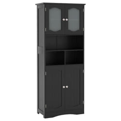 148cm Tall Bathroom Cabinet Freestanding Storage Cabinet with Tempered Glass Doors