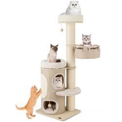154 cm Indoor Cat Tree Tall Multi-level Cat Tower w/ 2-stoery Condo