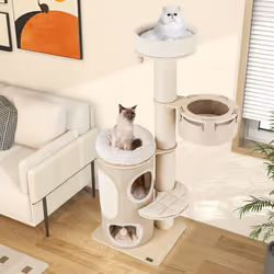 154 cm Indoor Cat Tree Tall Multi-level Cat Tower w/ 2-stoery Condo