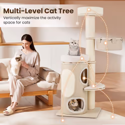 154 cm Indoor Cat Tree Tall Multi-level Cat Tower w/ 2-stoery Condo
