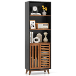 178 CM Bookshelf 5-Tier Bookcase w/ Reversible Adjustable Shelf-Black