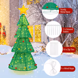 190 CM Collapsible Christmas Tree Tinsel Pre-lit Christmas Decoration
