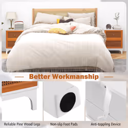 2 Drawer Rattan Nightstand Boho Accent Table Bedroom Bedside Table