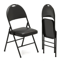 2 Pack Folding Chairs Padded Party Chairs w/ Carry Handle-Black