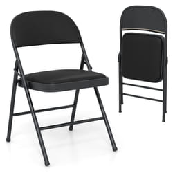 2 Pack Folding Chairs Padded Party Chairs with Metal Frame-Black