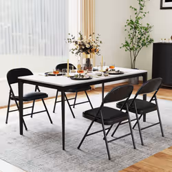 2 Pack Folding Chairs Padded Party Chairs with Metal Frame-Black