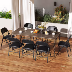 2 Pack Folding Chairs Padded Party Chairs with Metal Frame-Black