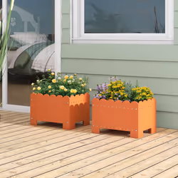 2 Pack Rectangular Planter Box HDPE Flower Pot Raised Garden Bed for Vegetables
