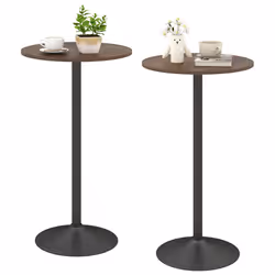 2 PCS Round Top Pub and Bar Table Standing Bistro Table w/ MDF Top & Black Leg