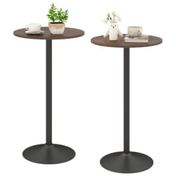 2 PCS Round Top Pub and Bar Table Standing Bistro Table w/ MDF Top & Black Leg