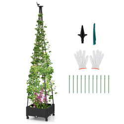 206 cm Garden Obelisk Trellis Tall Plant Support w/ Wheels Outdoor Tomato Cage