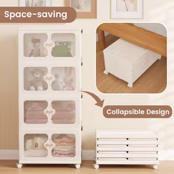 212L Storage Bins Stackable Storage Containers with Lid & Wheels-White